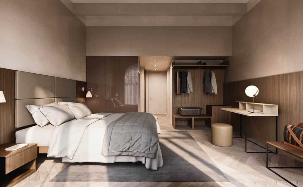 Camera da letto per hotel in stile marrone chiaro classico